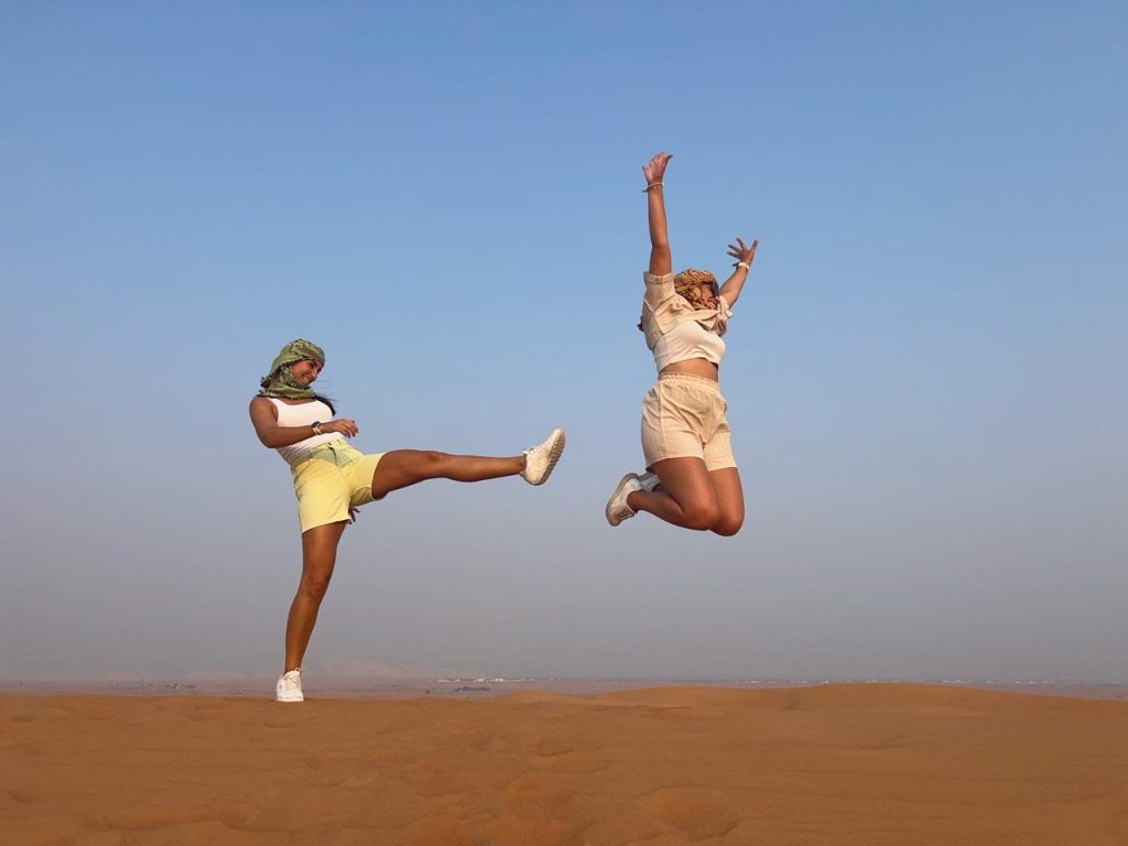 jumping in the desert