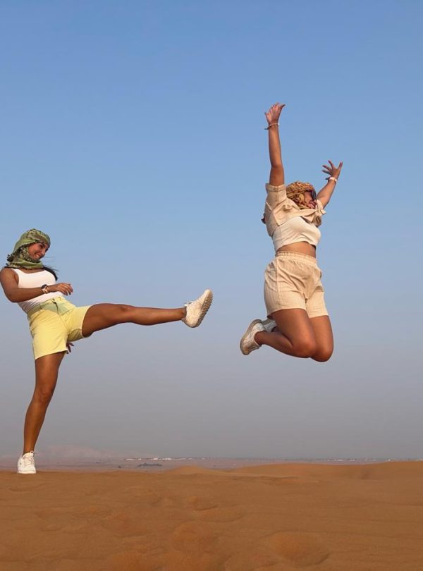 jumping in the desert